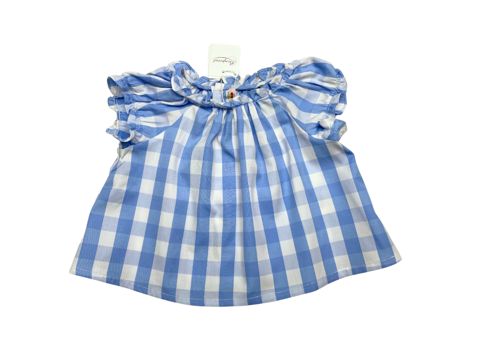 BONPOINT - Blue checked blouse - 3 months