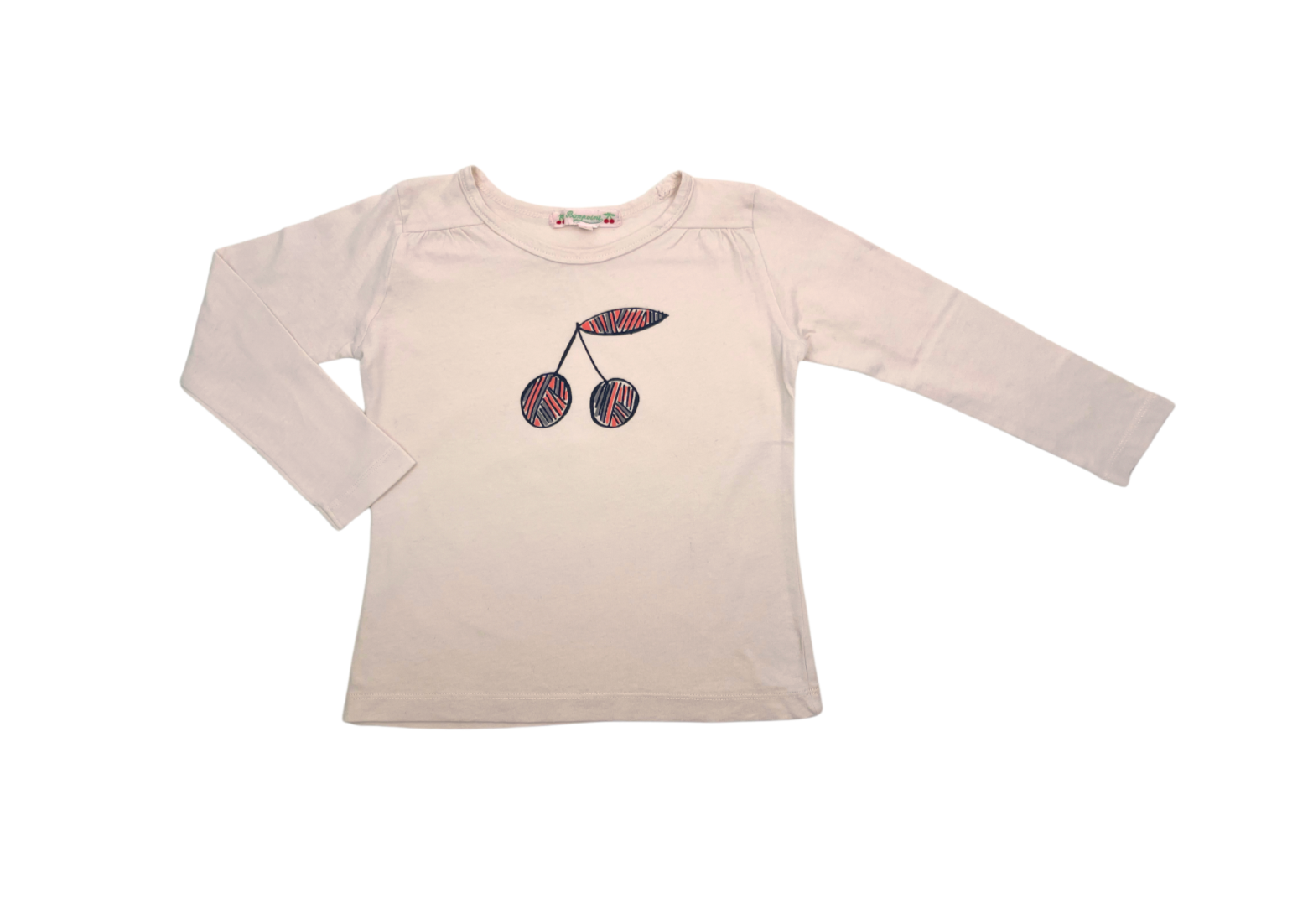 BONPOINT - T-shirt manches longues rose pâle motif cerise - 3 ans