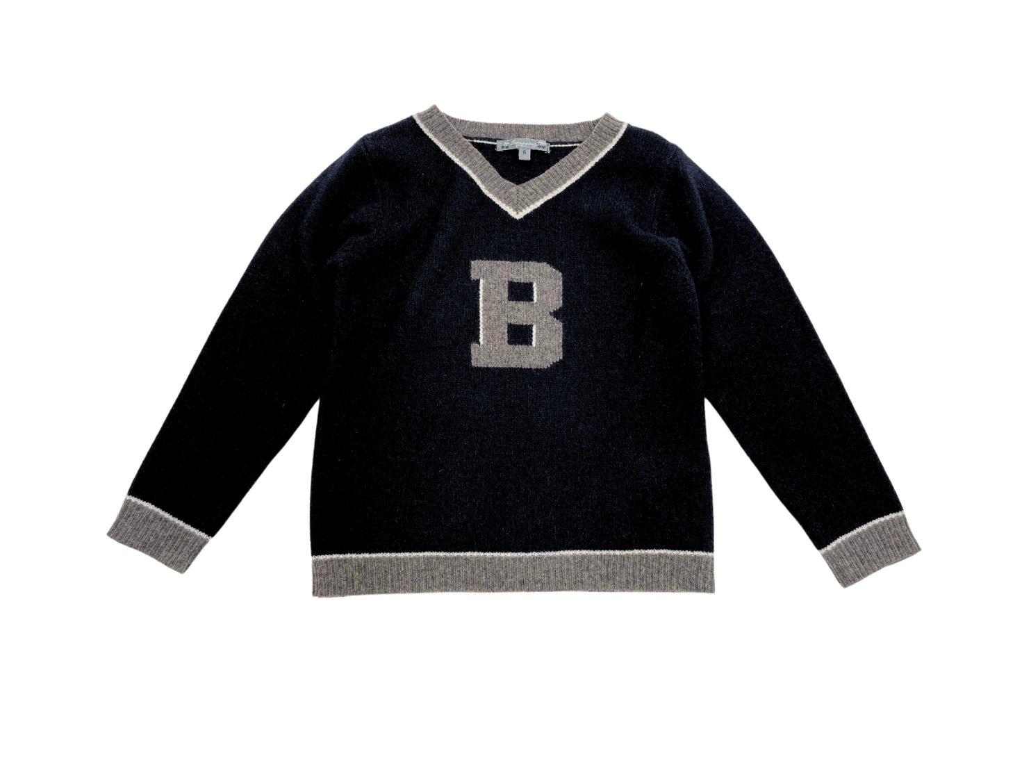 BONPOINT - Pull "B" noir en laine - 6 ans