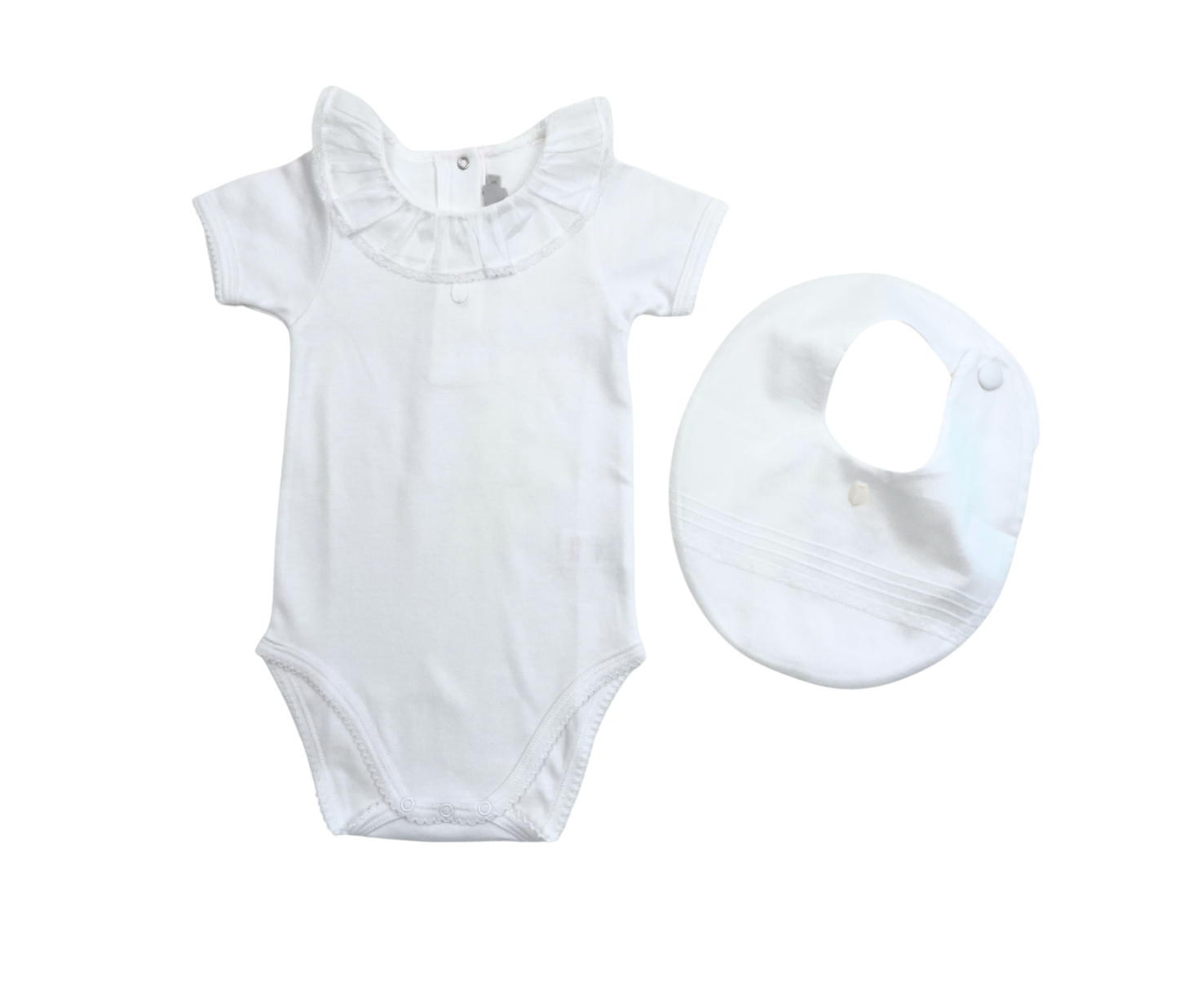 BABY DIOR - Body blanc avec son bavoir - 6 mois