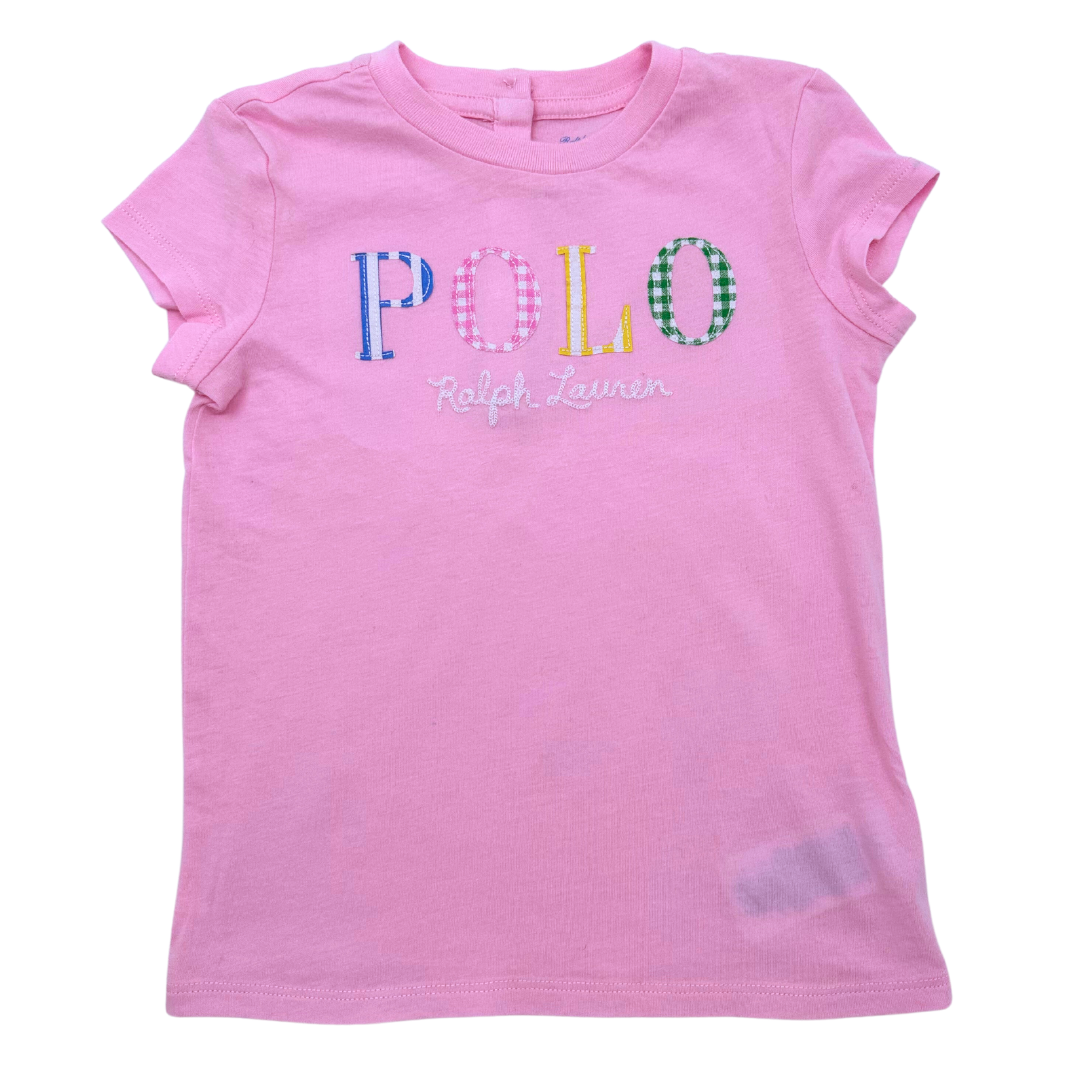 RALPH LAUREN - T-shirt rose "Polo" vichy - 2 ans