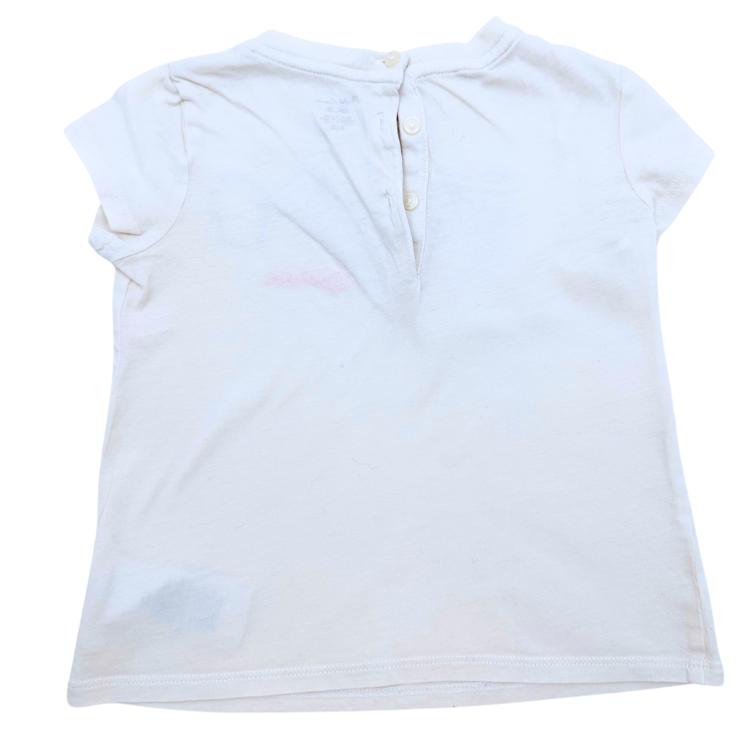 RALPH LAUREN - T-shirt blanc "Polo" vichy - 18 mois
