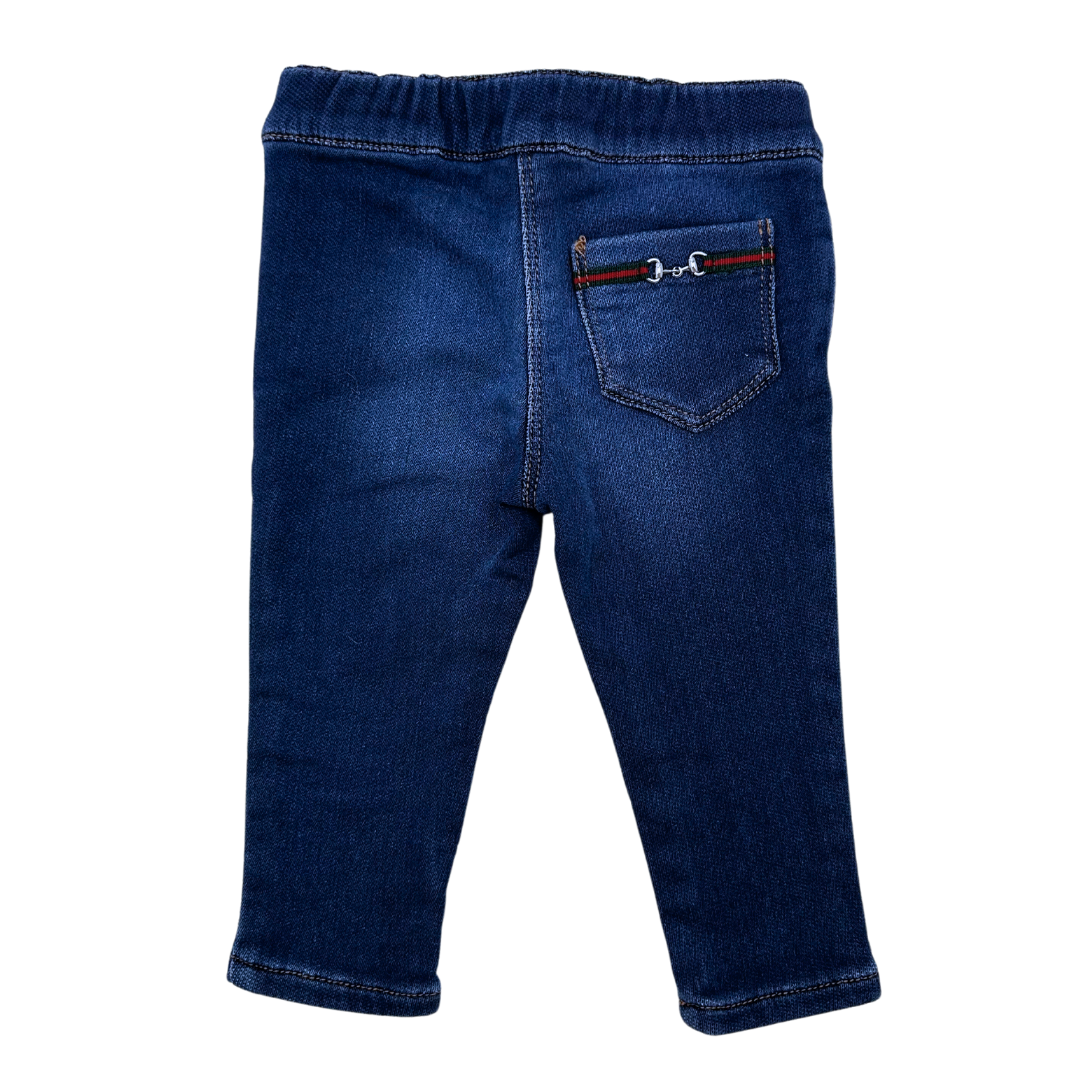 GUCCI - Pantalon en jean avec boucle sur la poche arrière - 6 mois