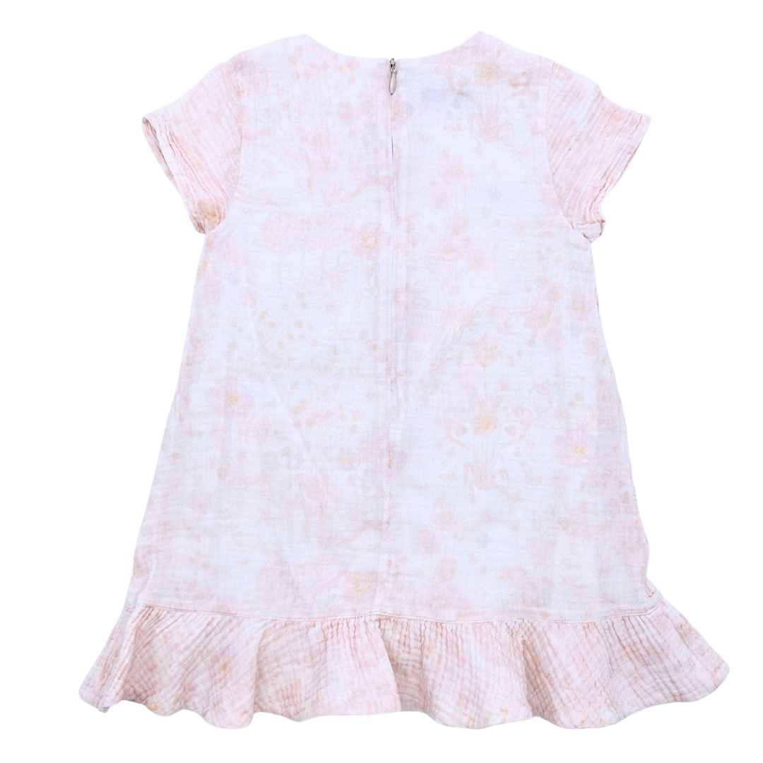 BABY DIOR - Robe rose et blanche à fleur - 3 ans