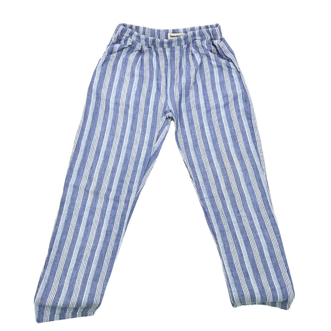 TOCOTO VINTAGE - Pantalon bleu à rayures - 10 ans