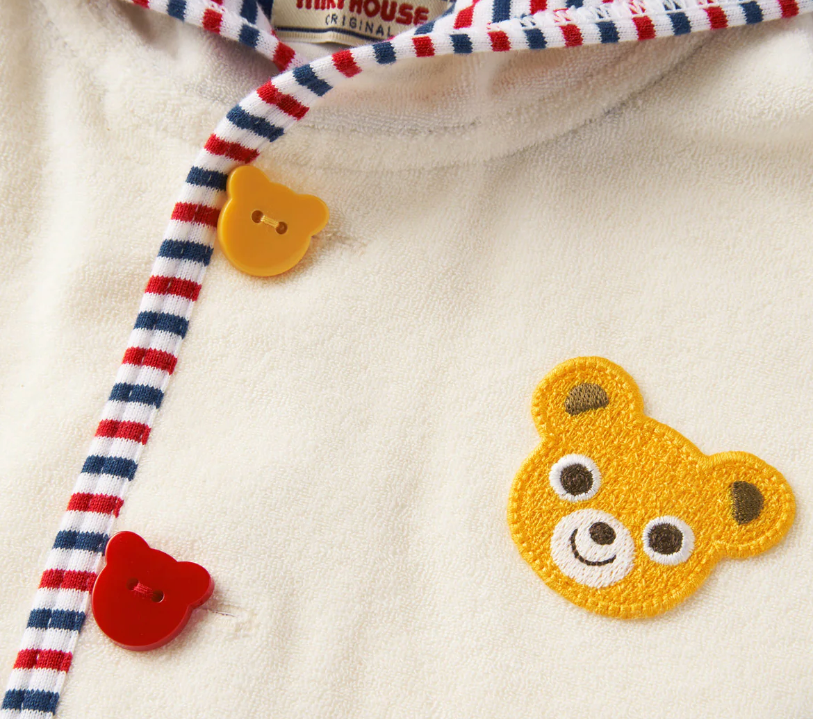 MIKI HOUSE - Poncho en coton blanc - 12/18 mois