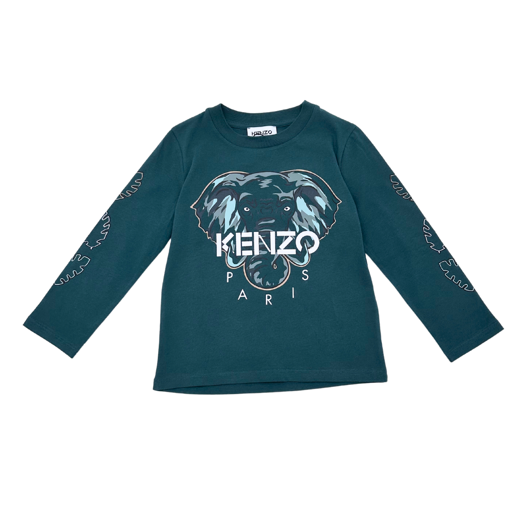 KENZO - T-shirt à manches longues imprimé éléphant - 4 ans