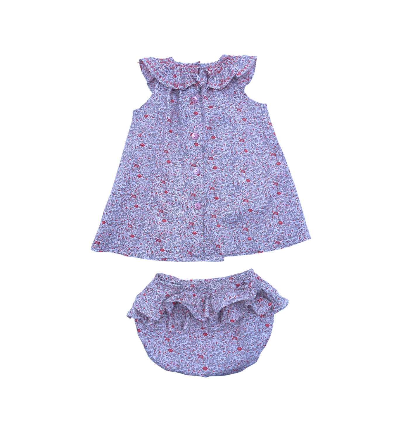TARTINE ET CHOCOLAT - Ensemble robe et bloomer motifs liberty - 3 mois