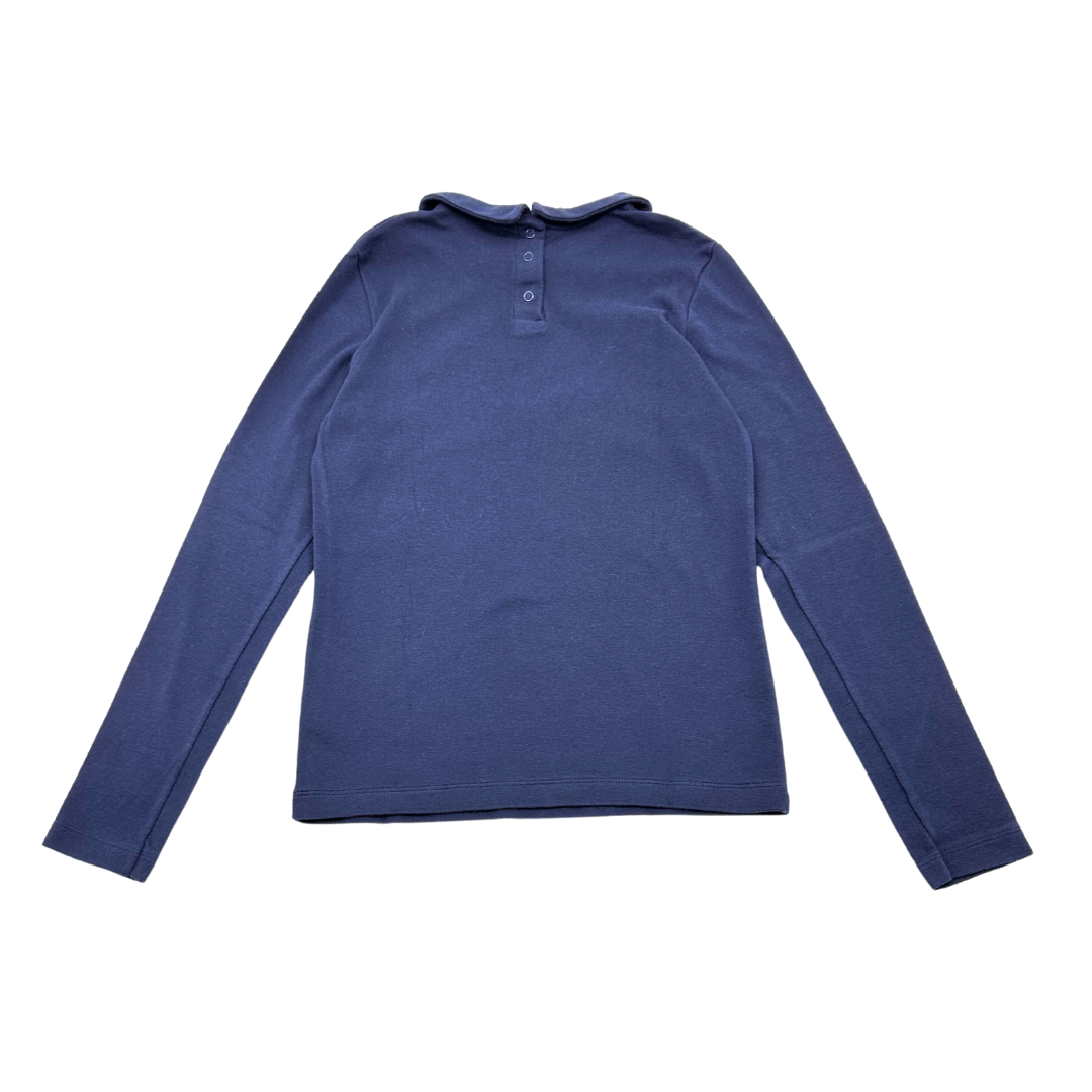 PETIT BATEAU - T-shirt à manches longues bleu marine - 10 ans