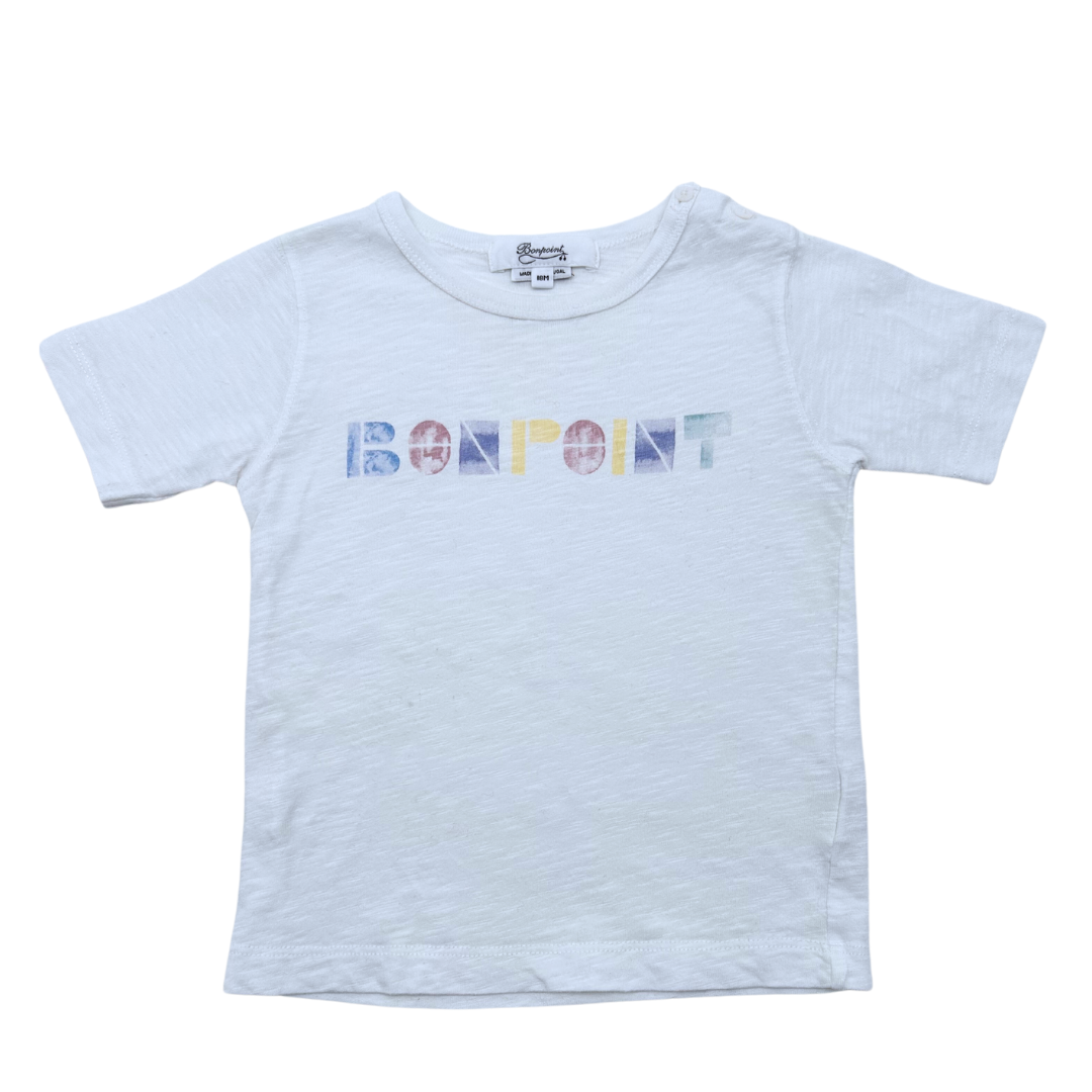 BONPOINT - T-shirt blanc imprimé "Bonpoint" - 18 mois