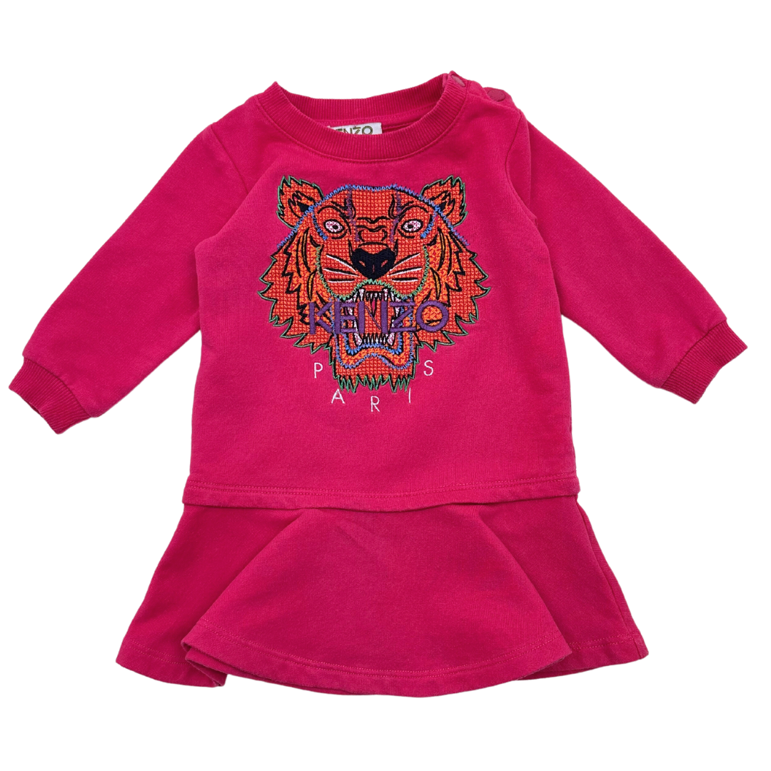 KENZO - Robe rose et tigre brodé - 6 mois