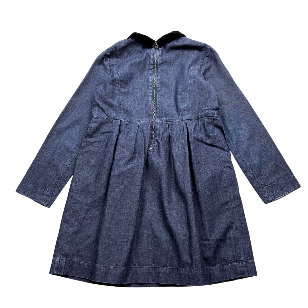 BONPOINT - Robe en jean bleu et col velours - 10 ans