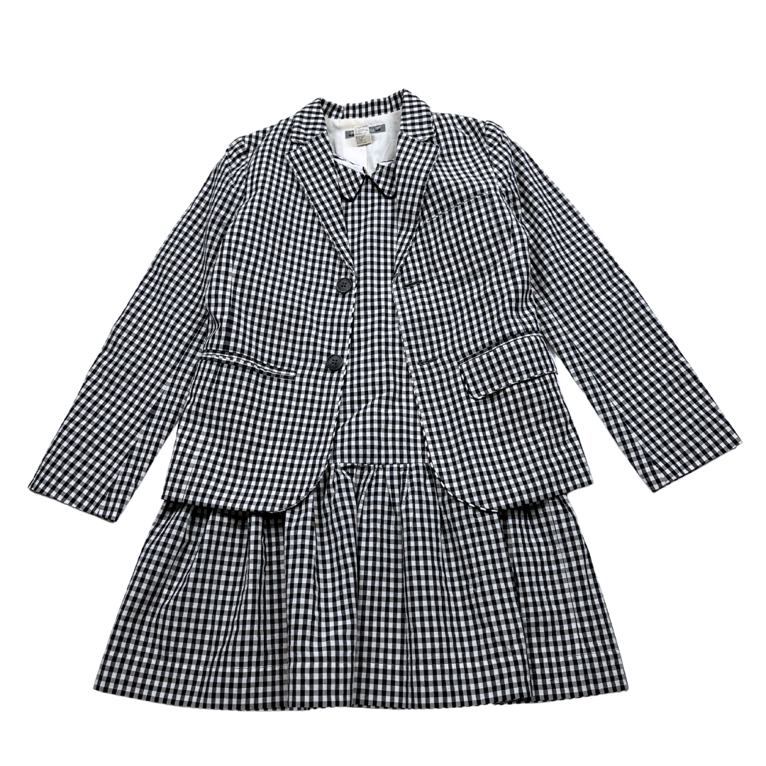 BONPOINT - Ensemble robe et blazer imprimé vichy noir et blanc - 10 ans