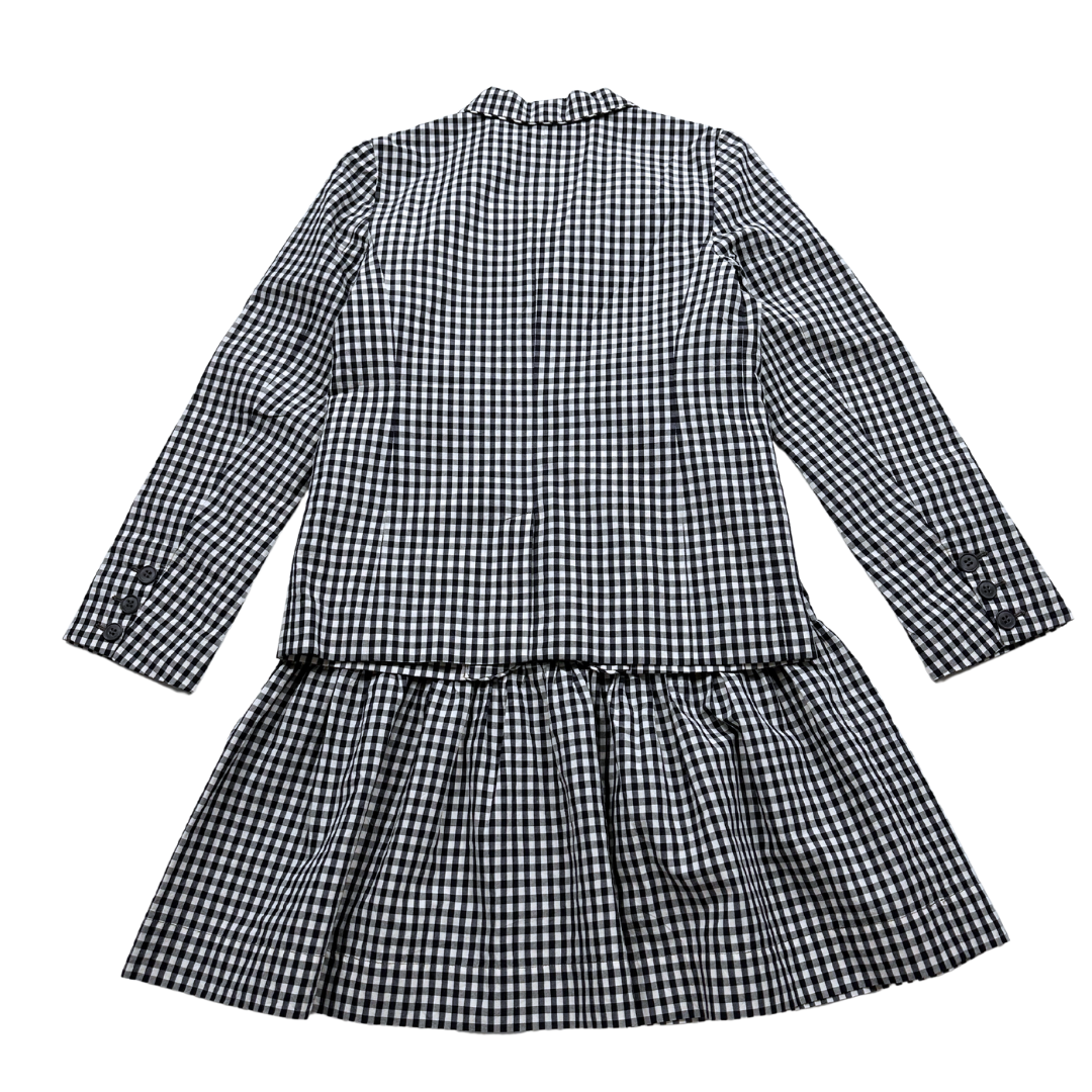 BONPOINT - Ensemble robe et blazer imprimé vichy noir et blanc - 10 ans