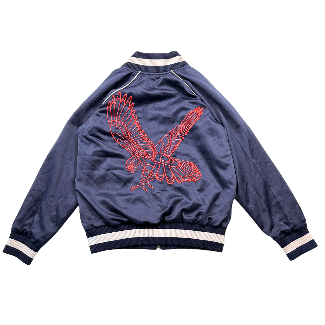 STELLA MCCARTNEY - Veste bomber bleu marine en polyester dos brodé - 10 ans