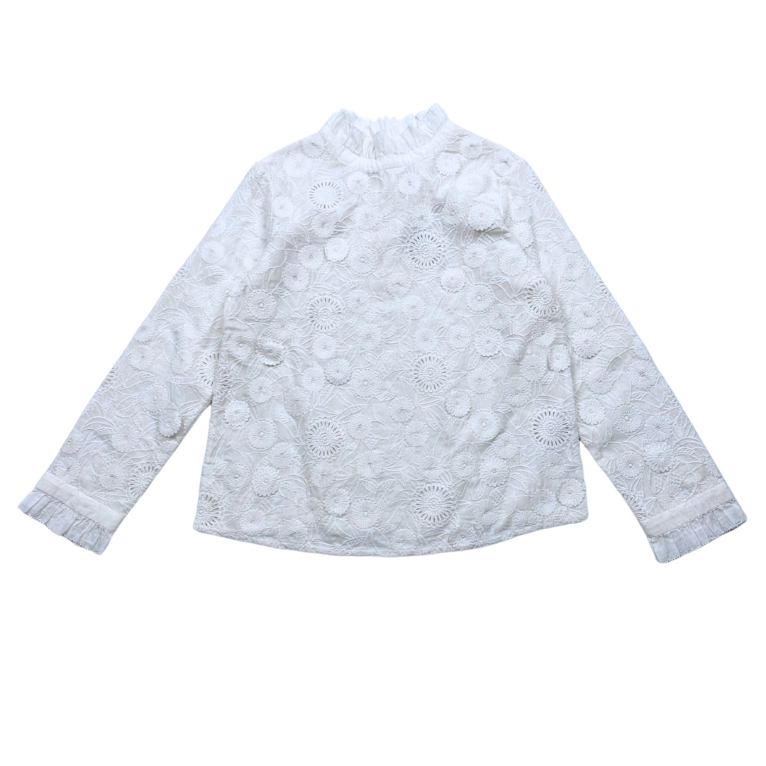 BONPOINT - White embroidered blouse (new) - 10 years