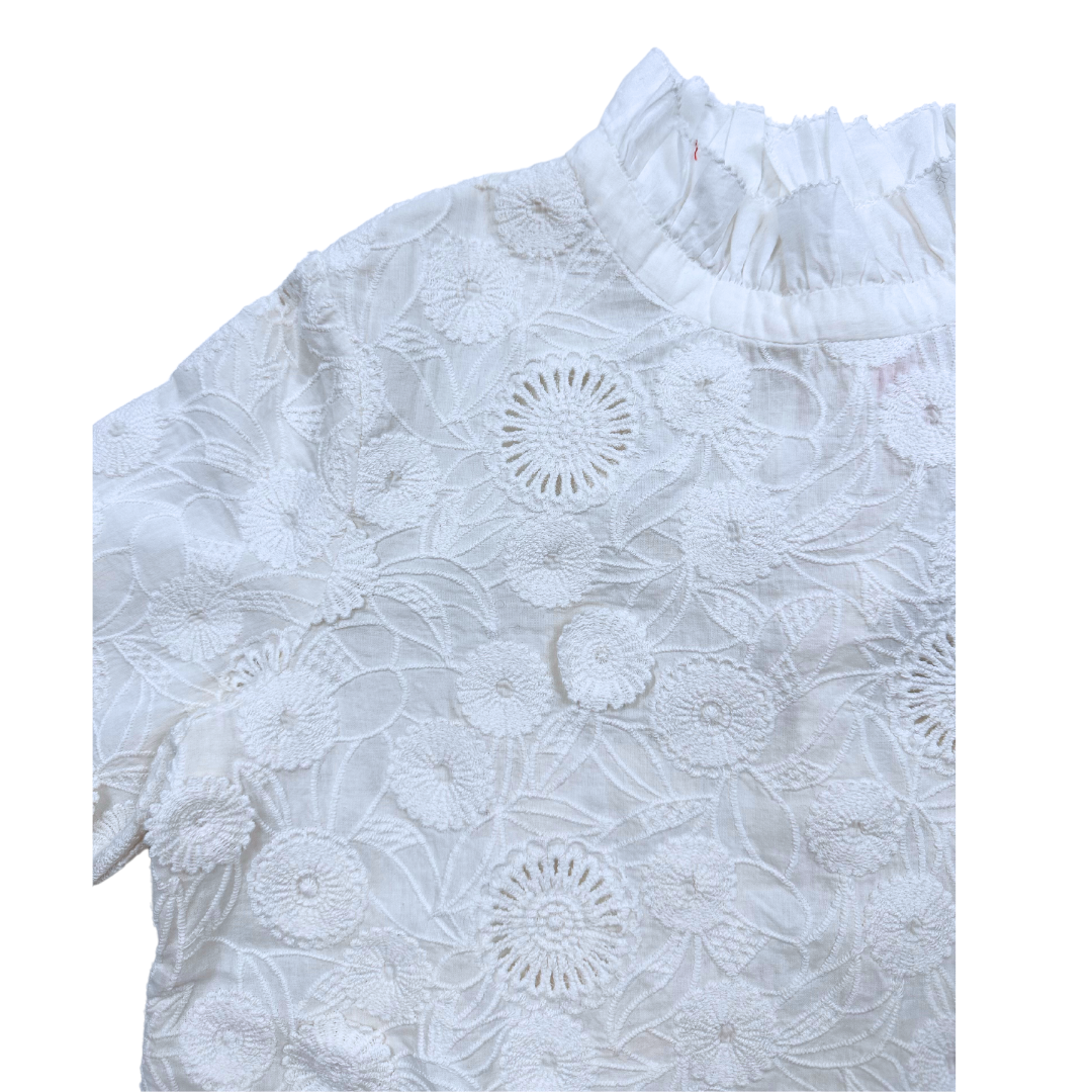 BONPOINT - White embroidered blouse (new) - 10 years