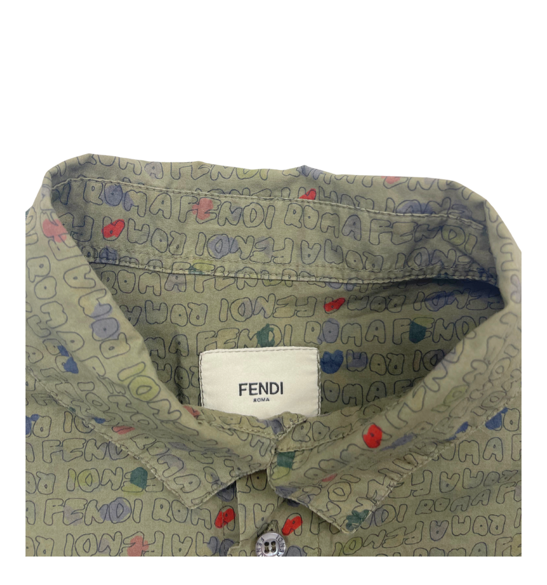 FENDI - Chemise kaki à motifs - 10 ans