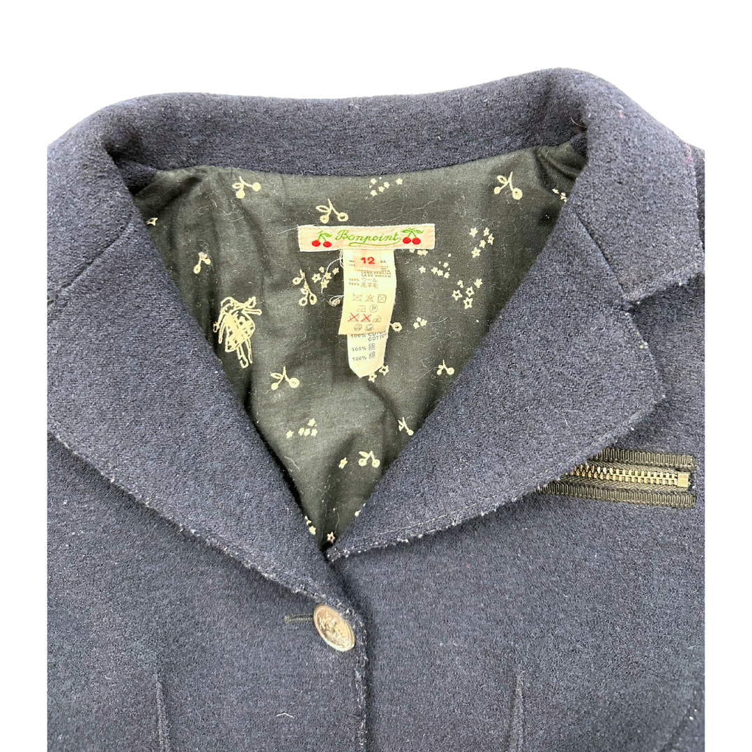 BONPOINT - Veste blazer en laine bleu marine - 12 ans
