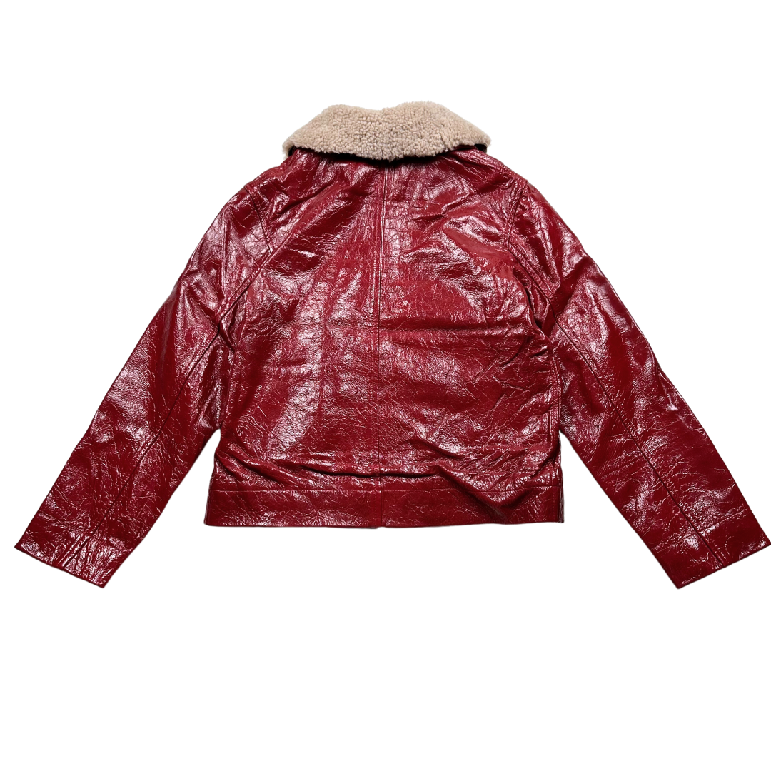 BONPOINT - Manteau rouge et col en fourrure - 12 ans