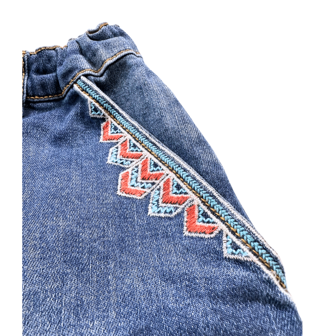 BONPOINT - Blue denim skirt with embroidery - 12 years