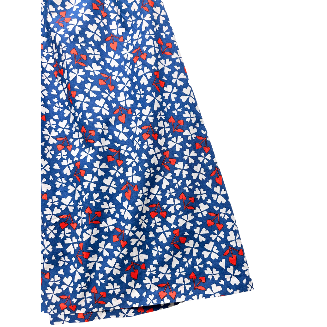 BONPOINT - Robe longue bleu à motifs blanc et rouge - 12 ans