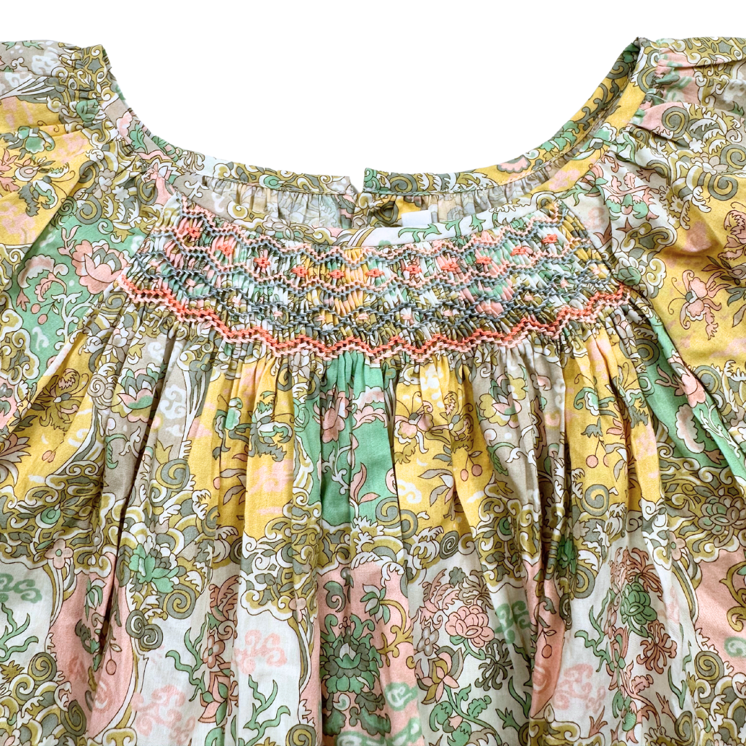 BONPOINT - Yellow dress with patterns and embroidery - 14 years