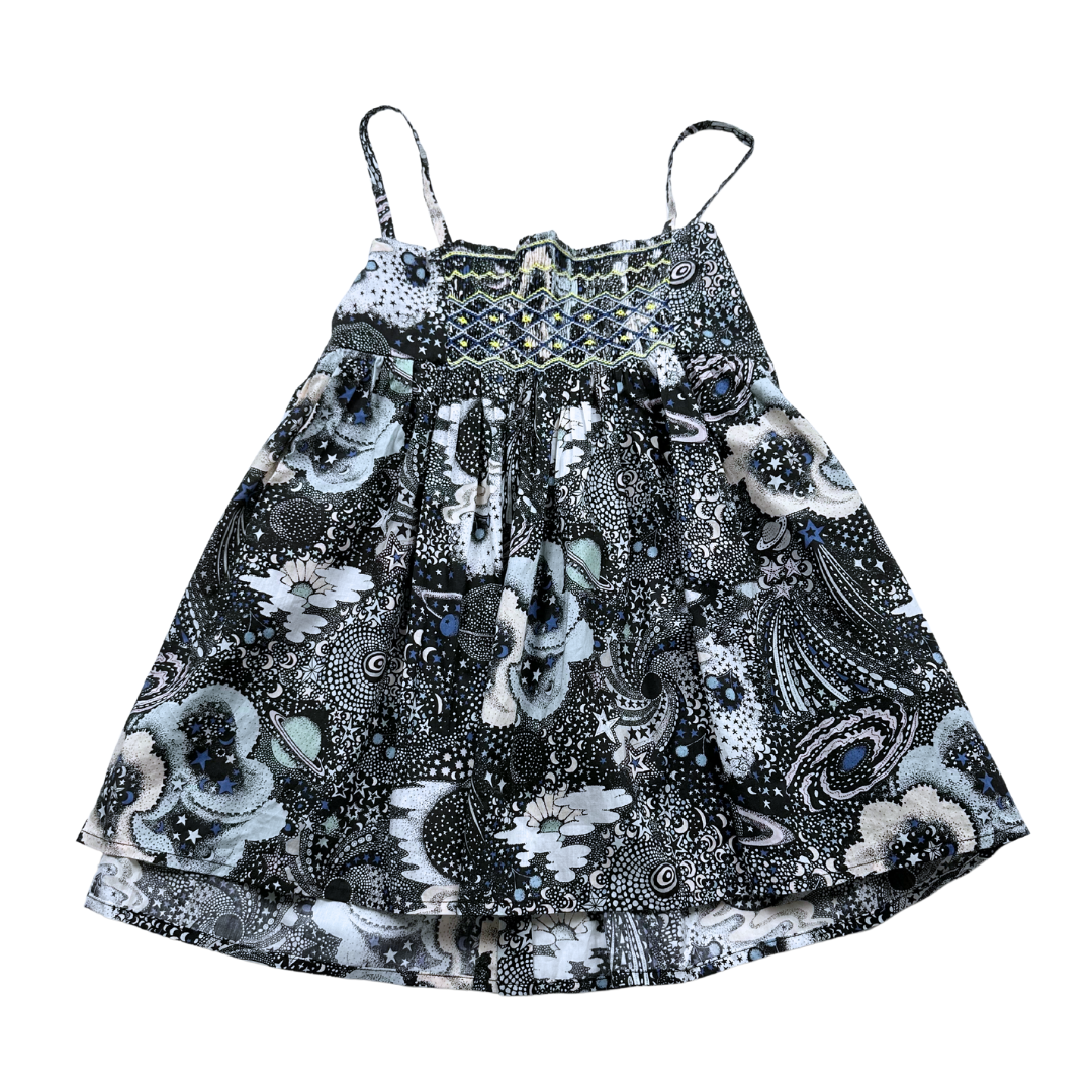 BONPOINT - Blouse neuve bleu avec imprimés et broderies - 12 ans