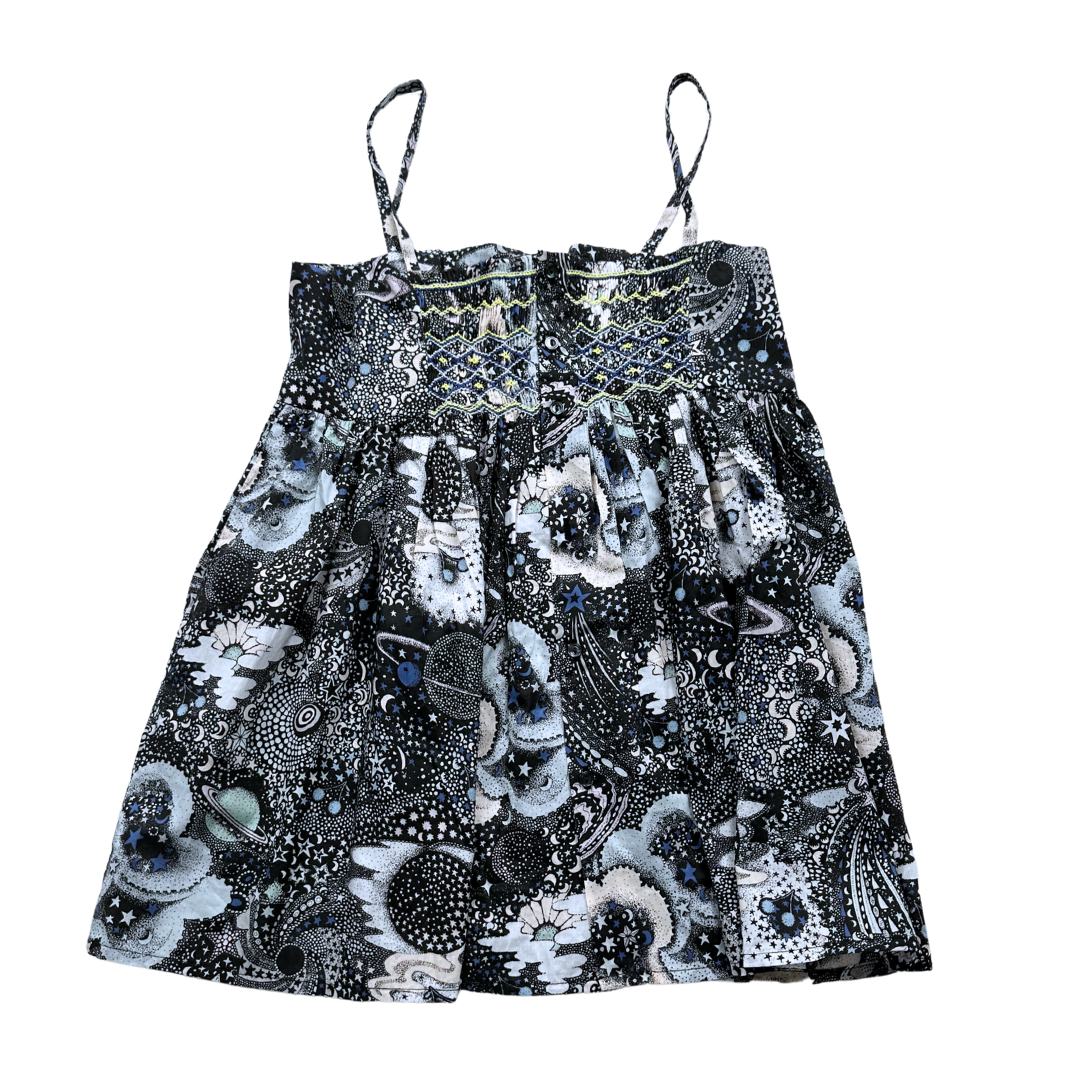 BONPOINT - Blouse neuve bleu avec imprimés et broderies - 12 ans