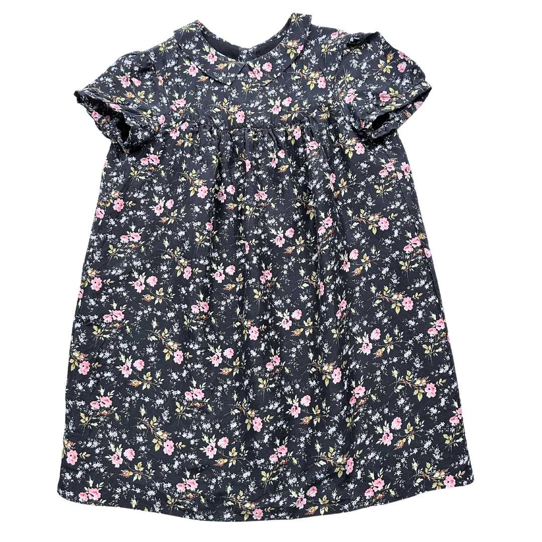 BONPOINT - Robe noire à fleurs - 10 ans