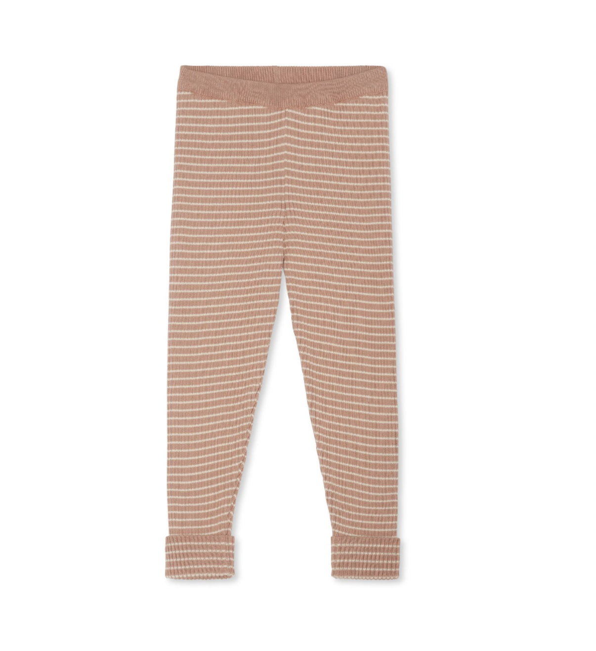 KONGES SLOJD - Leggings à rayures en laine marron & blanc - 3 mois