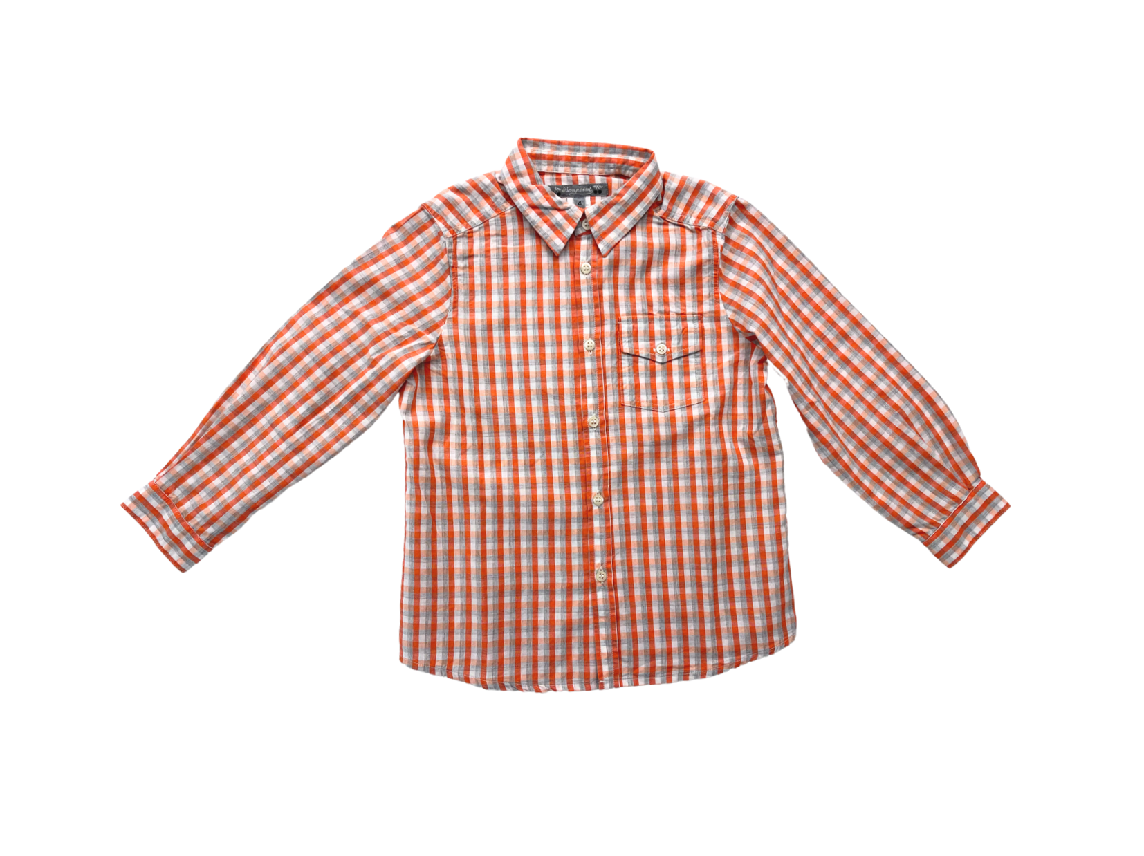 BONPOINT - Chemise à carreaux orange (neuve) - 4 ans