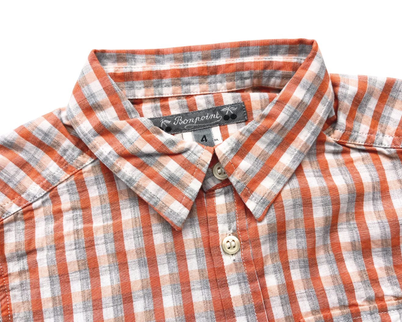 BONPOINT - Chemise à carreaux orange (neuve) - 4 ans