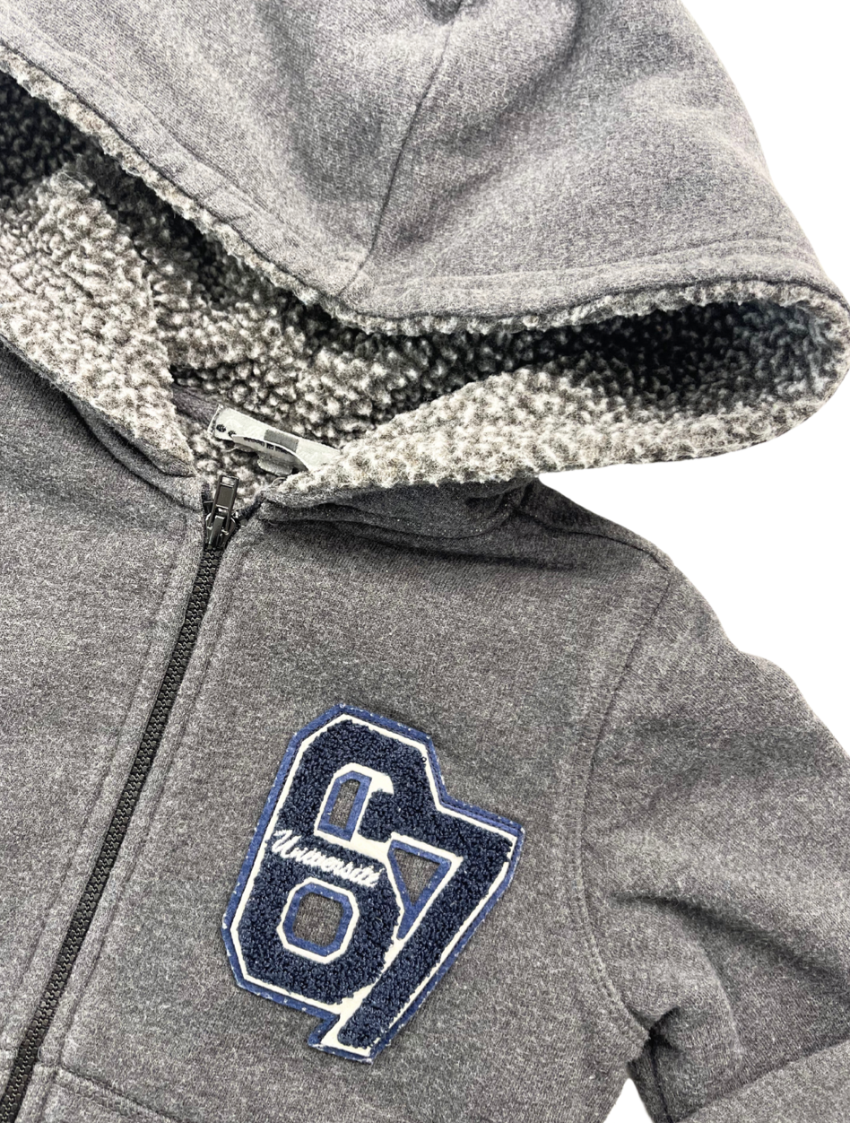 BONPOINT - Sweat shirt à capuche gris fourré moumoute - 6 ans