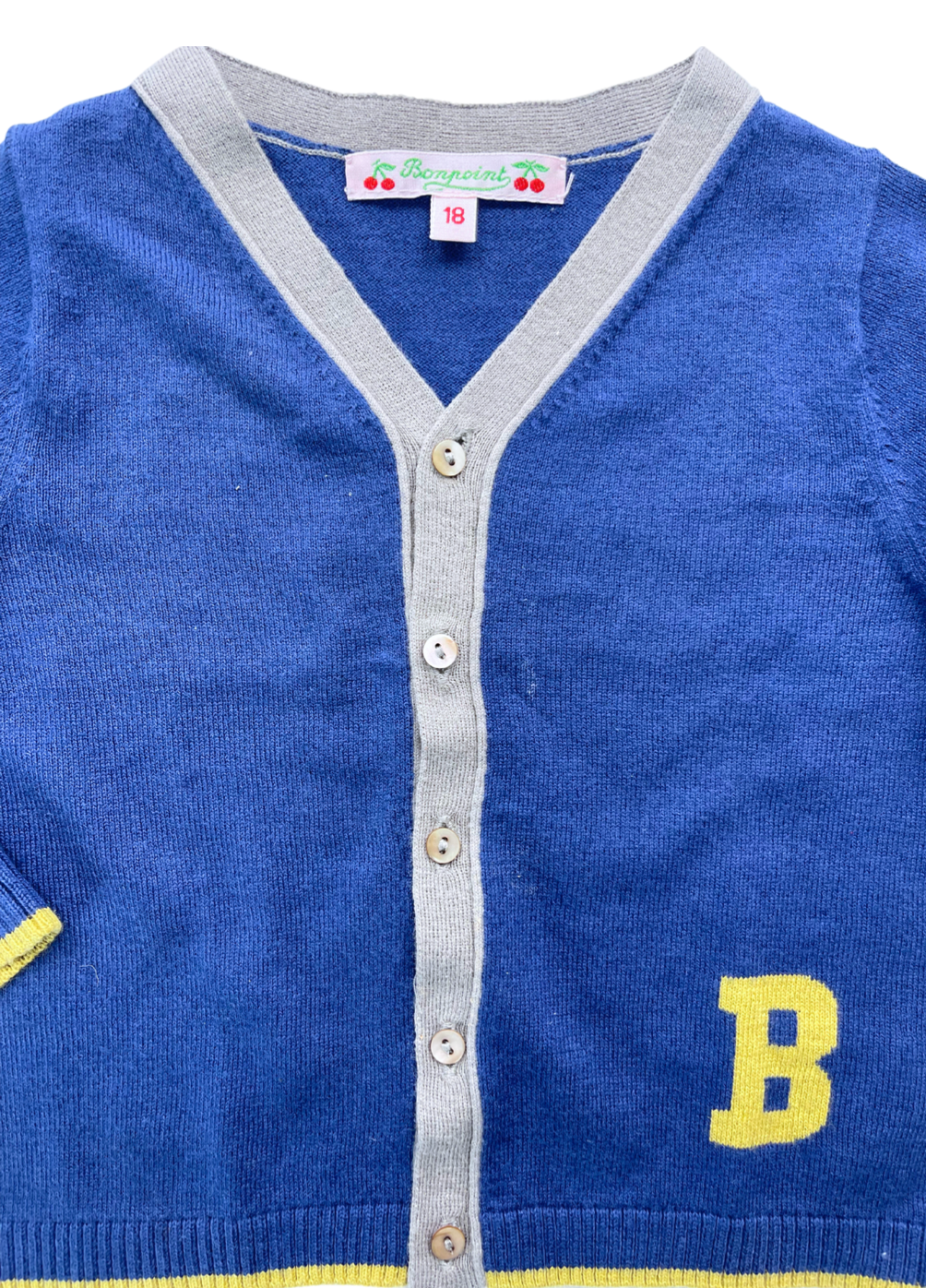 BONPOINT - Cardigan bleu « B » - 18 mois