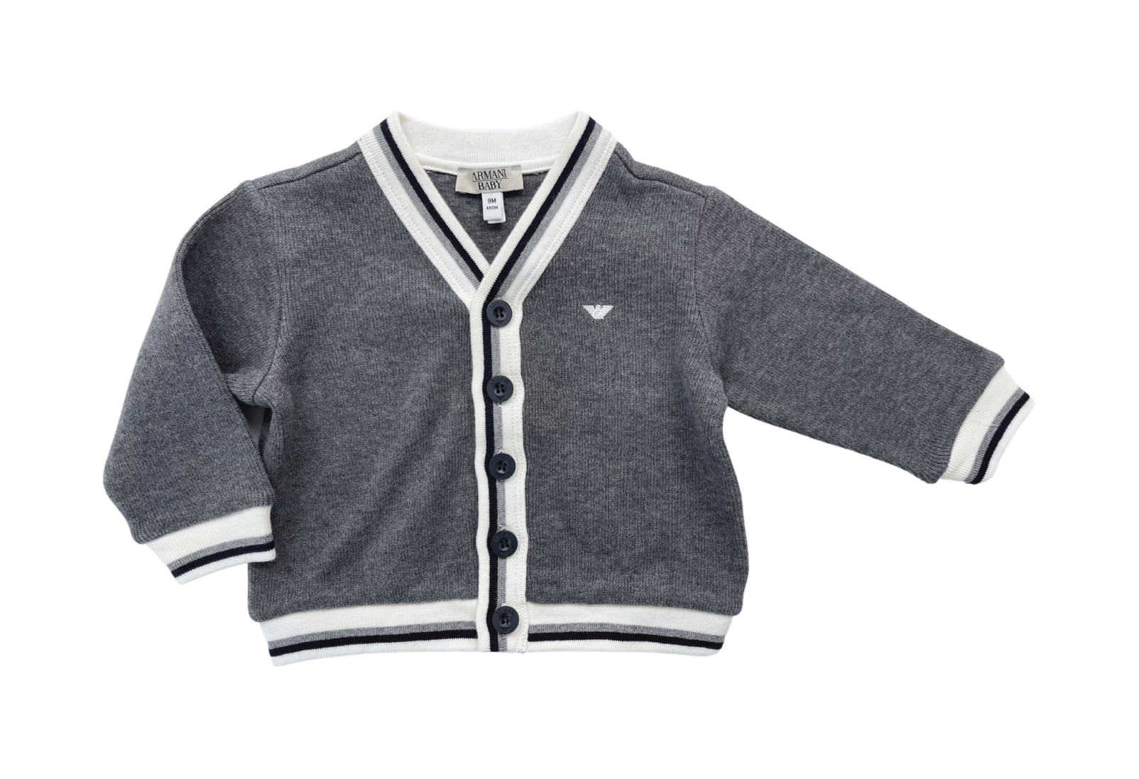 ARMANI - Cardigan en coton gris - 9 mois