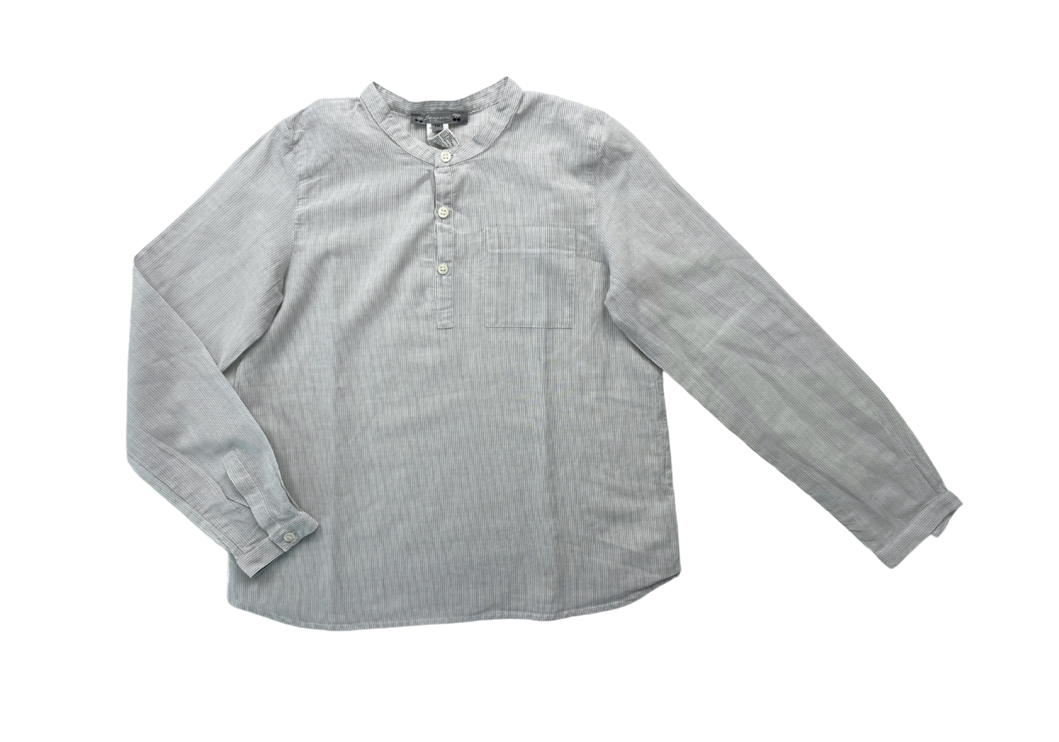 BONPOINT - Chemise fines rayures grises col Mao - 10 ans