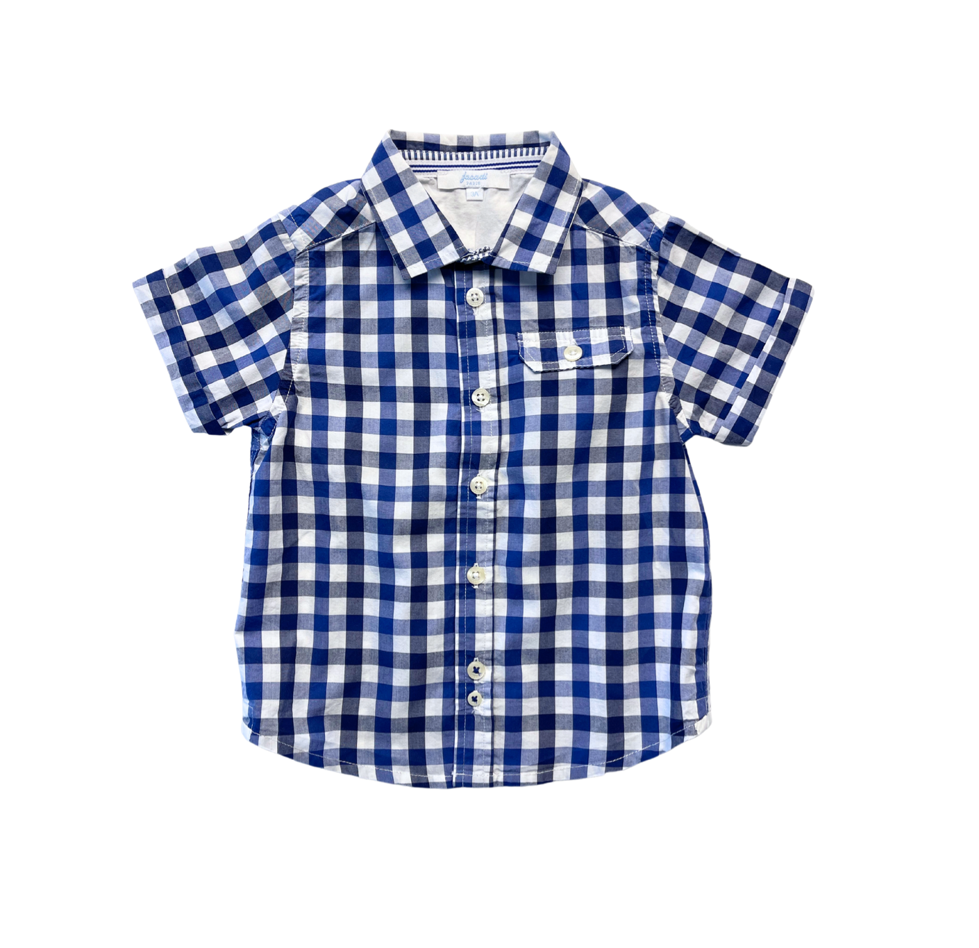 JACADI - Chemise manches courtes à carreaux bleus - 3 ans