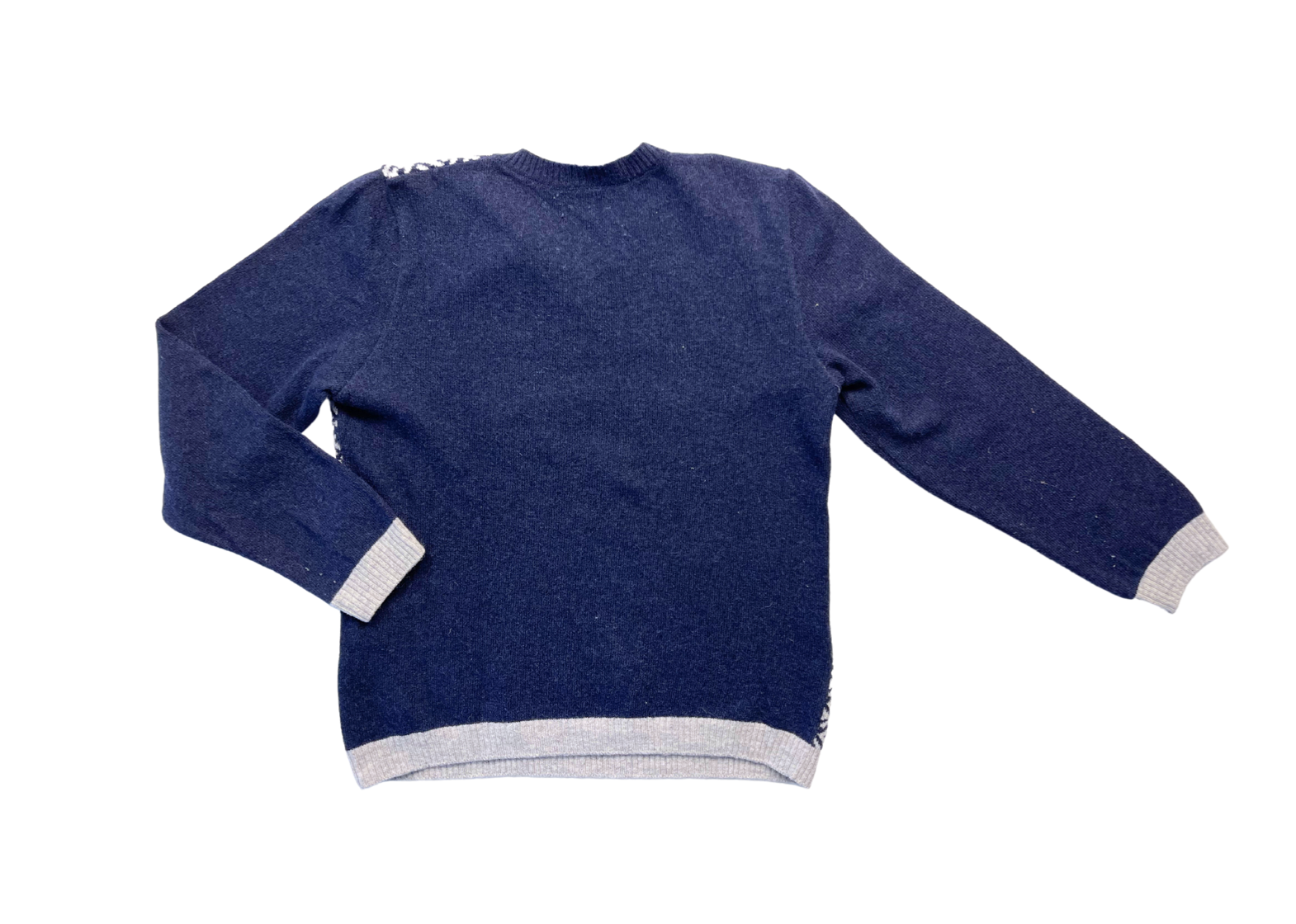 FENDI - Pull en laine bleu marine col V -  8 ans