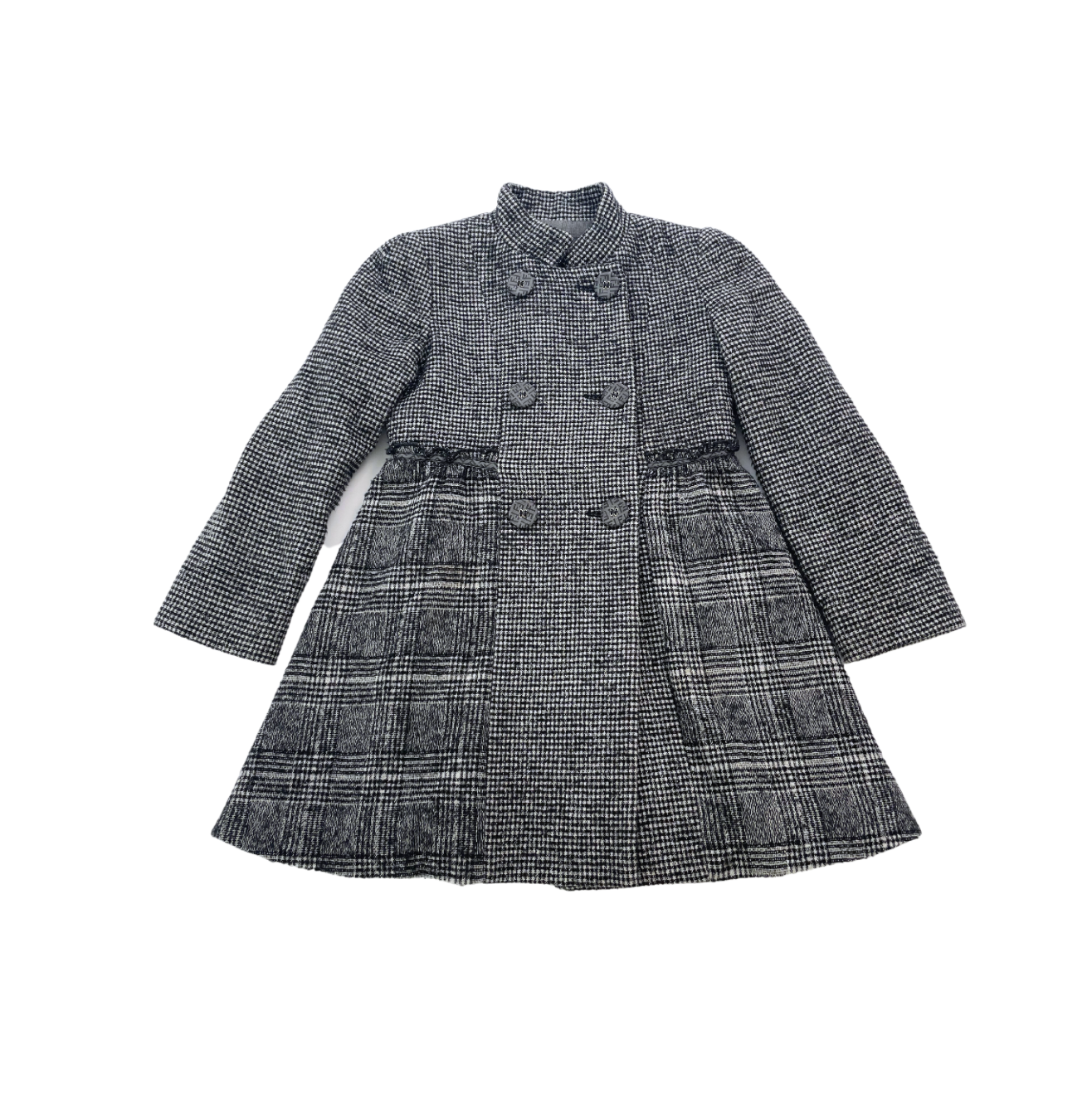 FENDI - Manteau en laine à carreaux noir et blanc - 5 ans