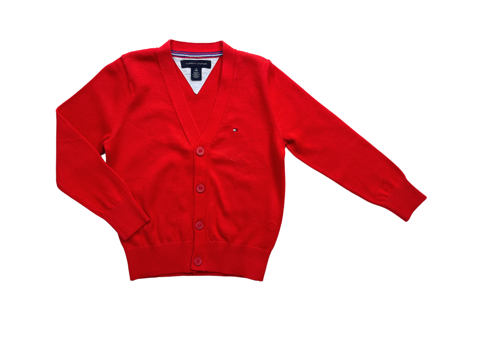 TOMMY HILFIGER - Cardigan rouge en coton - 4 ans