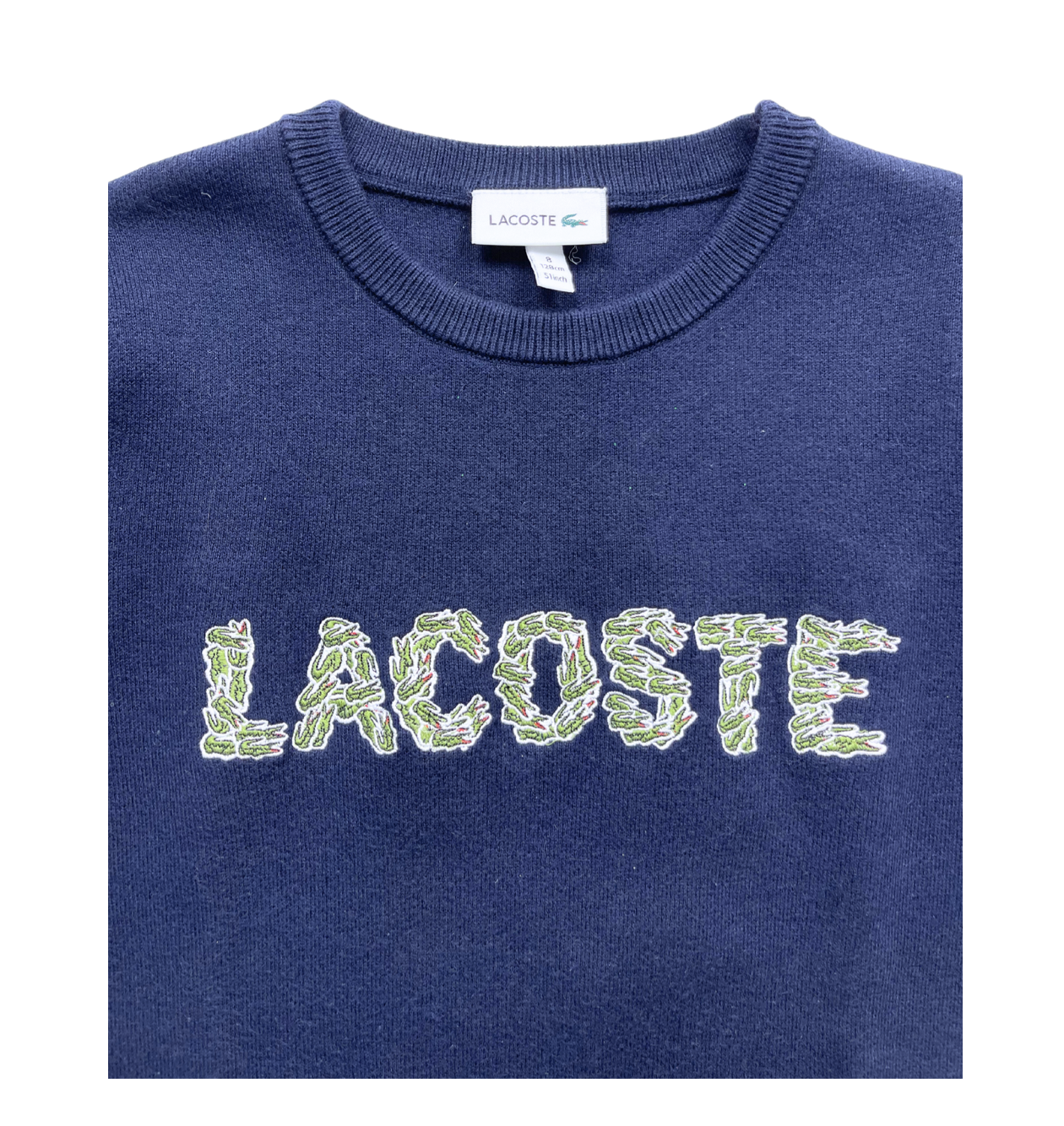 LACOSTE - Pull en laine crocodiles brodés - 8 ans