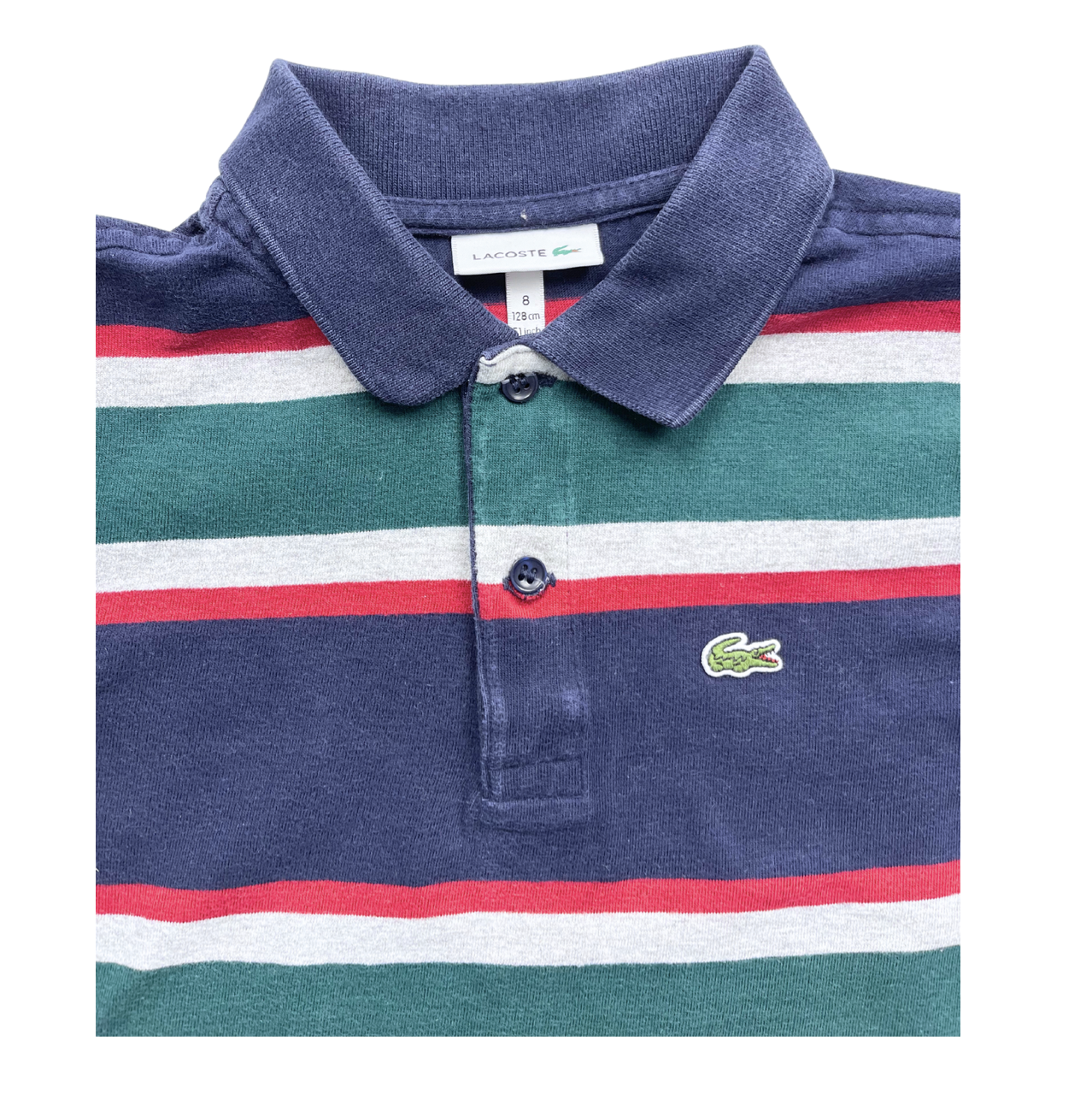 LACOSTE - Polo manches longues à rayures - 8 ans