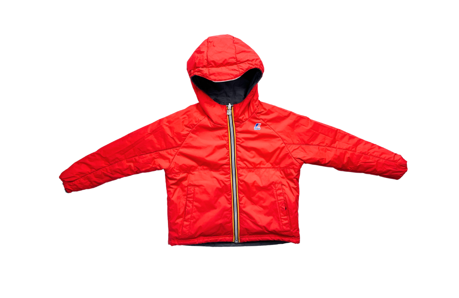 K-WAY - Veste à capuche épaisse réversible rouge et grise - 8 ans