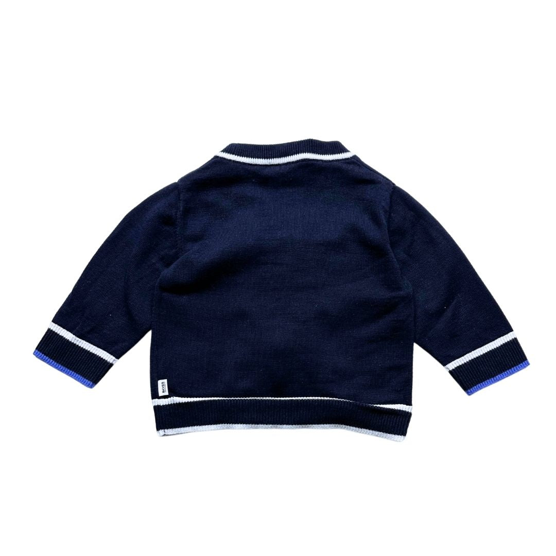 HUGO BOSS - Navy blue cardigan with white details - 9 months
