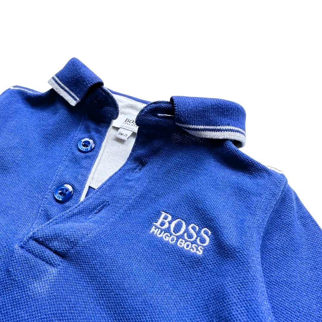 HUGO BOSS - Polo à manches longues bleu - 9 mois