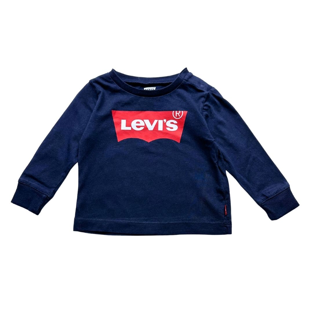 LEVI'S - T-shirt à manches longue bleu marine avec logo - 6 mois