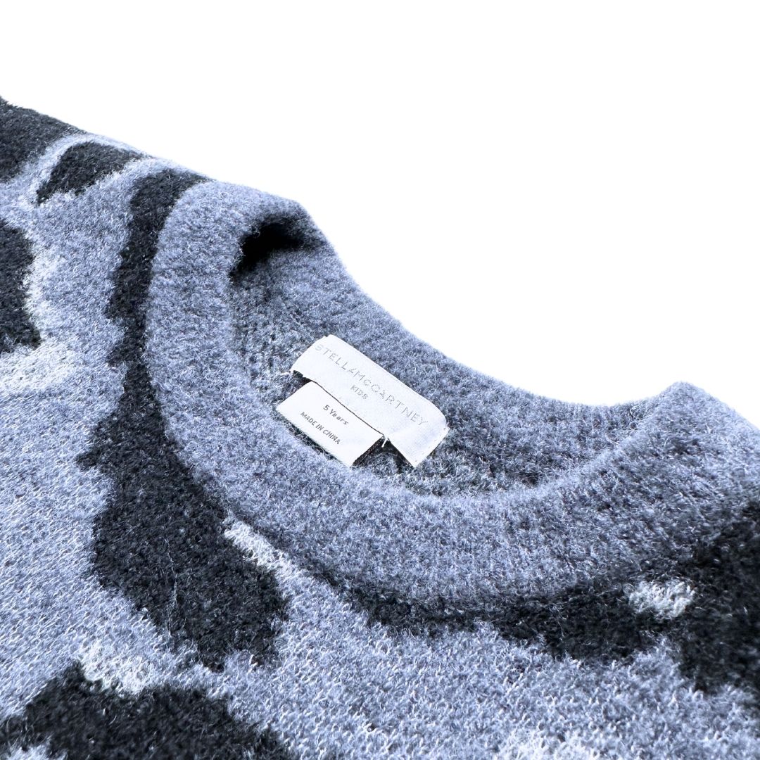 STELLA MCCARTNEY - Poncho noir et gris en laine - 5ans