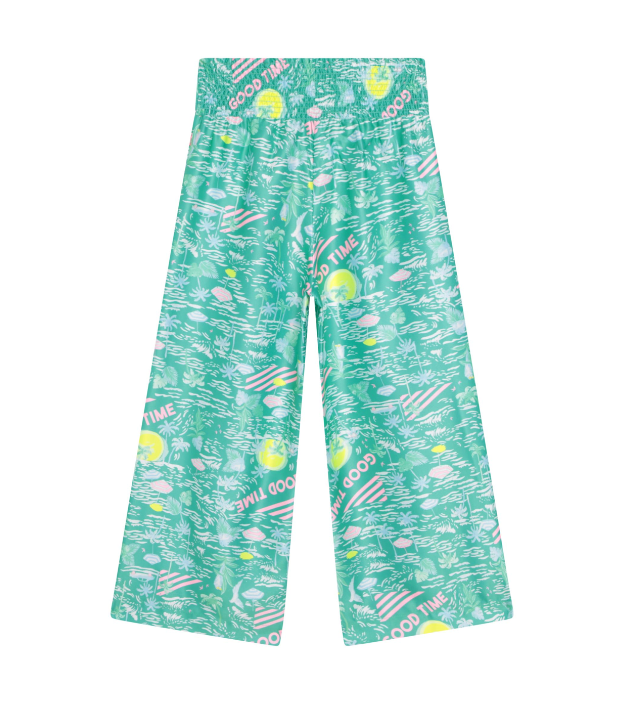 BILLIE BLUSH - Pantalon en satin vert motifs palmiers - 3 ans