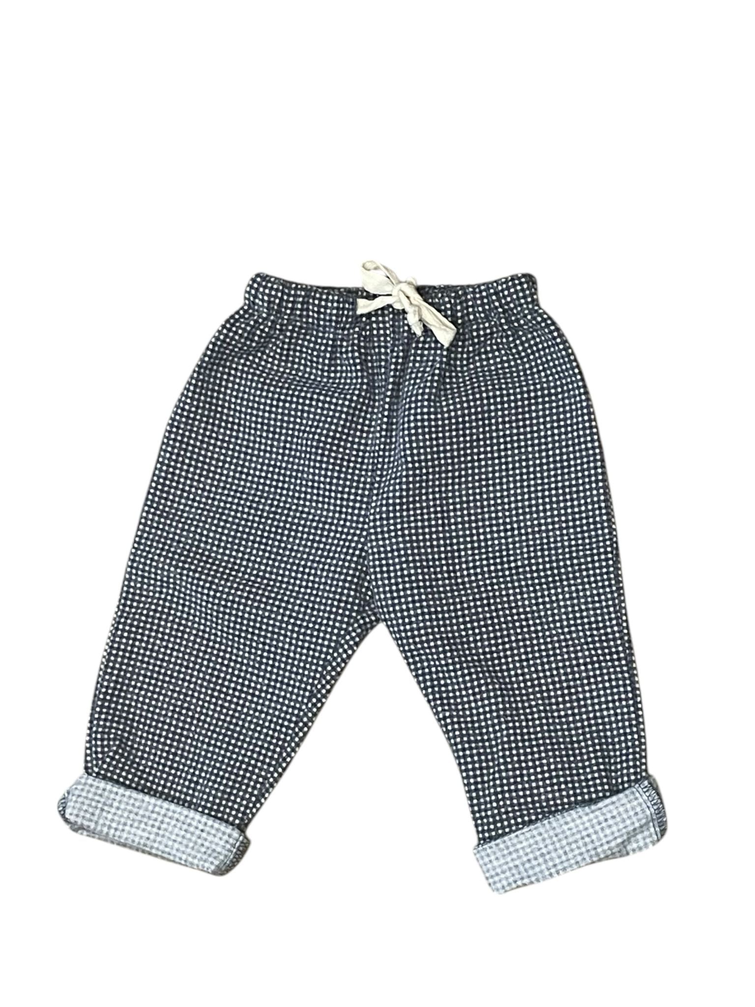 MARSOU - Pantalon bleu et blanc à carreaux - 6 mois